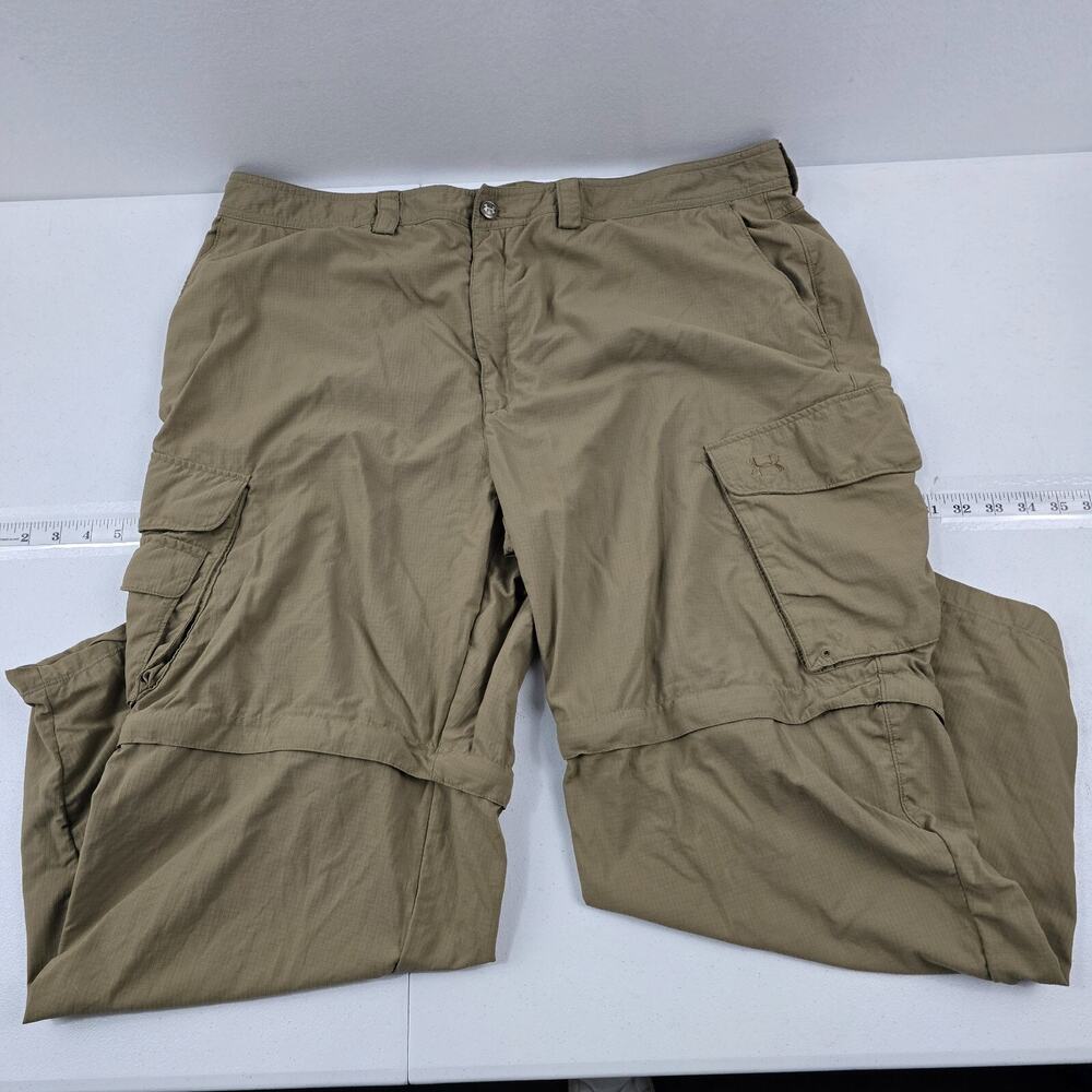 Under Armour zip off‎ pants hiking 42x32 mens green tan 5174